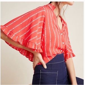 Anthropologie Aveiro flutter-sleeved buttondown